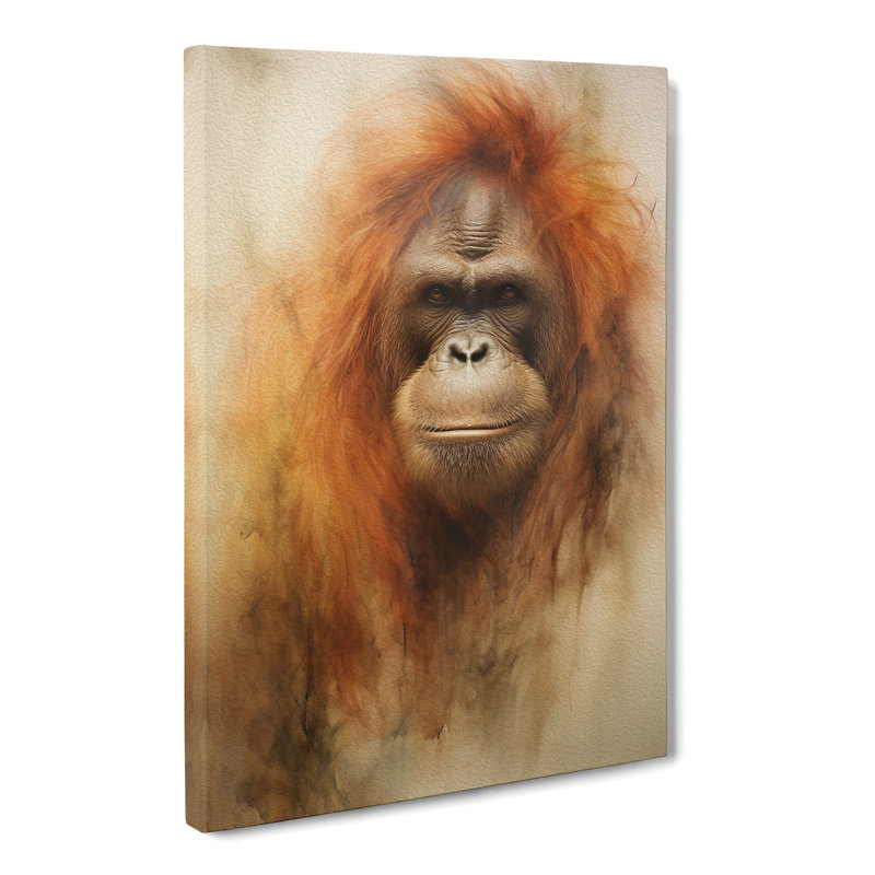 Orangutan Tachisme - Single Picture Frame Print, 60cm H x 40cm W x 3cm D