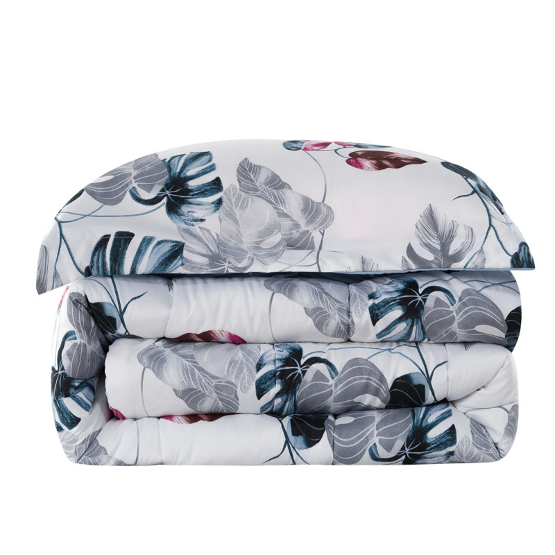 Modern & Contemporary Polyester Floral Comforter Set, Queen Comforter + 2 Standard Shams