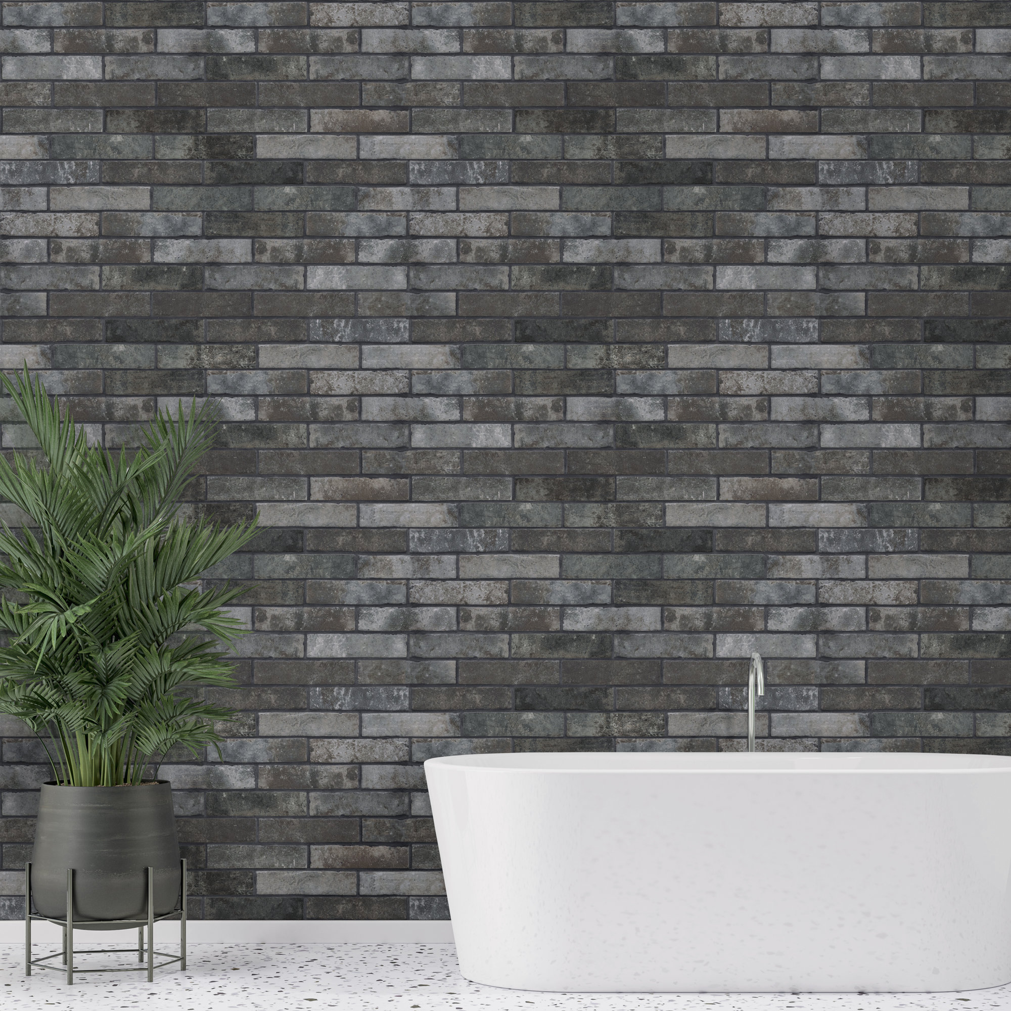 Montello 2 in. x 10 in. Matte Porcelain Brick Look Floor and Wall Tile, Sumi