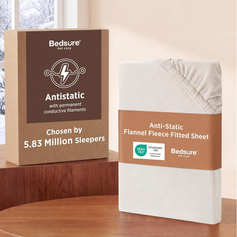Drap-housse en flanelle polaire antistatique Bedsure, drap-housse doux et chaud, bonnet profond, literie d'hiver, Queen
