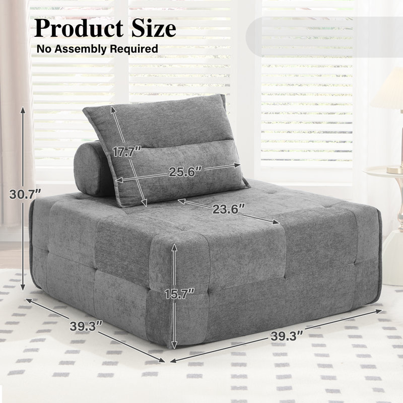 Modular Square Compression Sofa Chair, No Assembly Required Single Seater Lounge With Back Pillow,  Multi-Functional Lazy Sofa Chair For Living Room, Bedroom, Guest Room, Set Of 2
