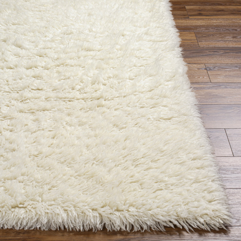 Wool Area Rug in Cream, Rectangle 5' x 7'6"