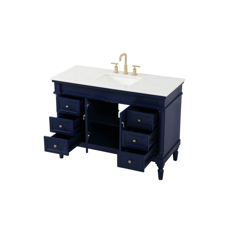 Ensemble de meuble-lavabo simple 48 po Lexington, Bleu, Blanc / brun