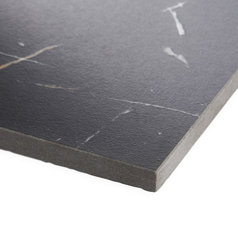 6" x 6" Matte Marble Look Porcelain Tile, Black