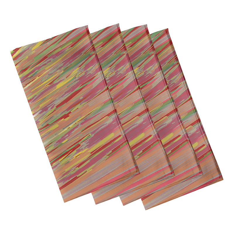 Polyester Abstract Square Napkin, 18" W x 18" L, Blue / Brown / Purple