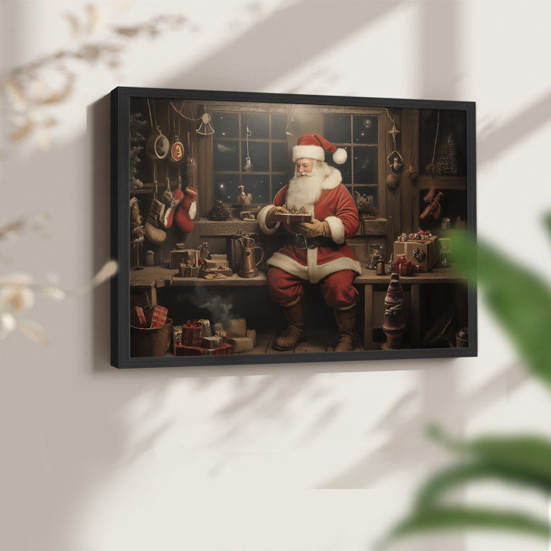 Art de Noël - CMXI - Reproduction encadrée - Restickable, H 11 po x l 14 po, Noir, noir, noir, noir