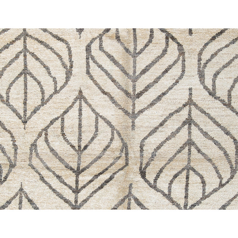 Hand-Knotted High-Quality Ivory and Black Area Rug