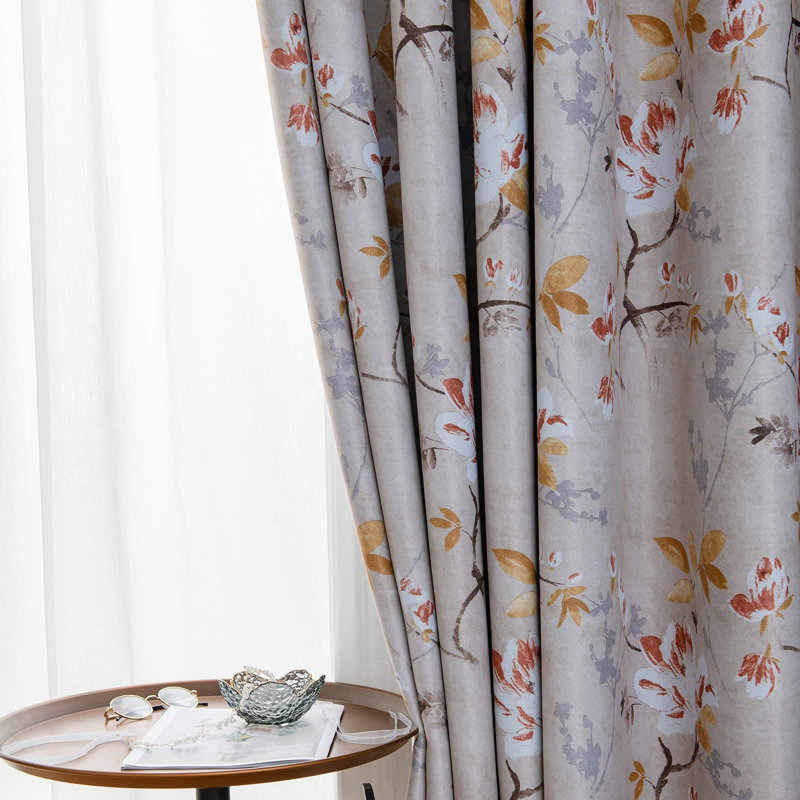 Double Sided Patterned Vintage Floral Blackout Curtains 2 Panel Set, 52" W x 96" L