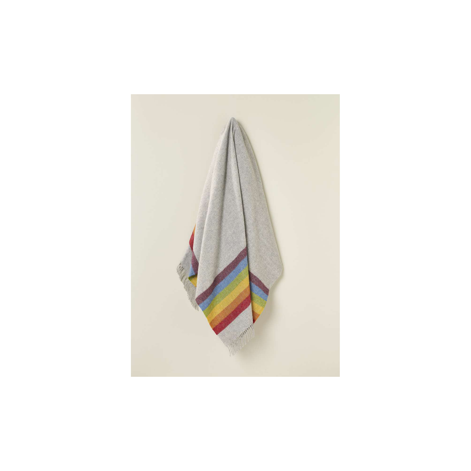 Shetland Wool Throw/Blankets Hand Woven Blanket, Green/Gray/Red/Yellow/Orange/Purple Geometric