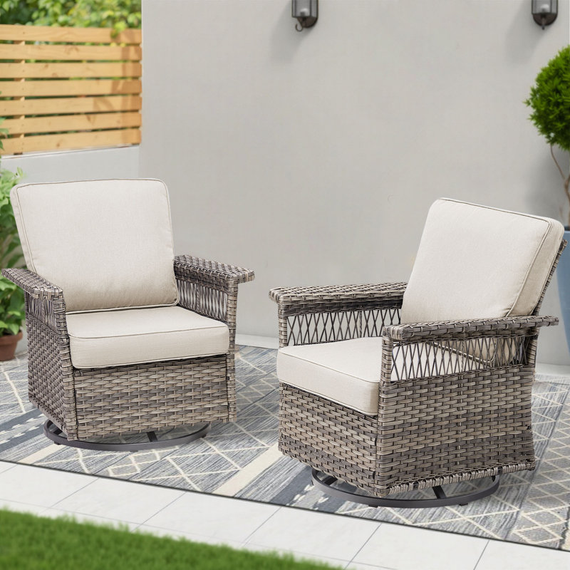 Ensemble de chaises berçantes pivotantes 2 pièces avec accoudoirs de 5 po et coussin épais