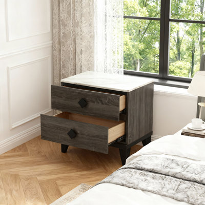 2-drawer Nightstand, Bedside Table With Smooth Gliding Drawers For Bedroom Storage