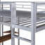 Lit mezzanine double en métal avec 2 tablettes et un bureau, argent-1806173037