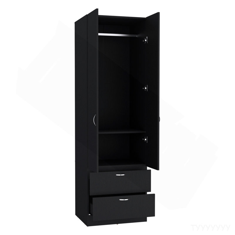 Armoire Marlton, chambre à coucher, noir, Noir