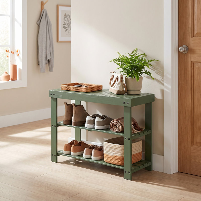 Kankakee Bamboo Shoe Bench, Green