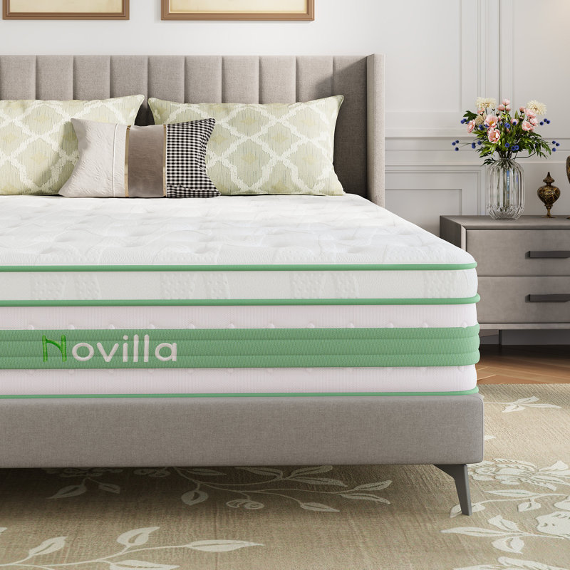 Matelas hybride en mousse à mémoire de forme mi-ferme 12 po Novilla certifié CertiPUR-US et ACA, Très grand lit, 12"