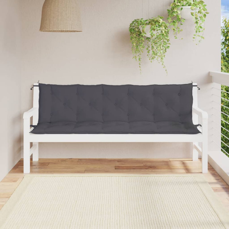 Garden Bench Cushion Set of 2 Anthracite Outdoor Patio Seating Cushions, 70.9" H x 19.7" W x 2.8" D, Fabric - Anthracite
