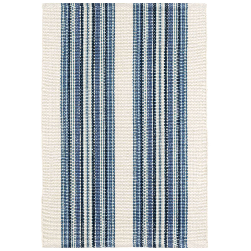 Kit Kemp x Annie Selke Road Runner Blue Handwoven Indoor/Outdoor Rug, Rectangle 2' x 3'