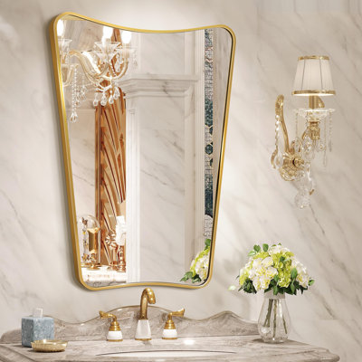 Rectangle Scalloped Metal Flat Wall Mirror