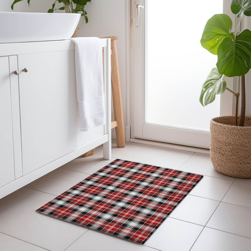 Machine Washable Indoor/Outdoor Christmas Plaid Xhevrie Black Rug, Rectangle 1'8" x 2'6"