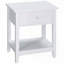 Table d'appoint à 2 niveaux avec tiroir et tablette ouverte - moderne, blanc-634685587