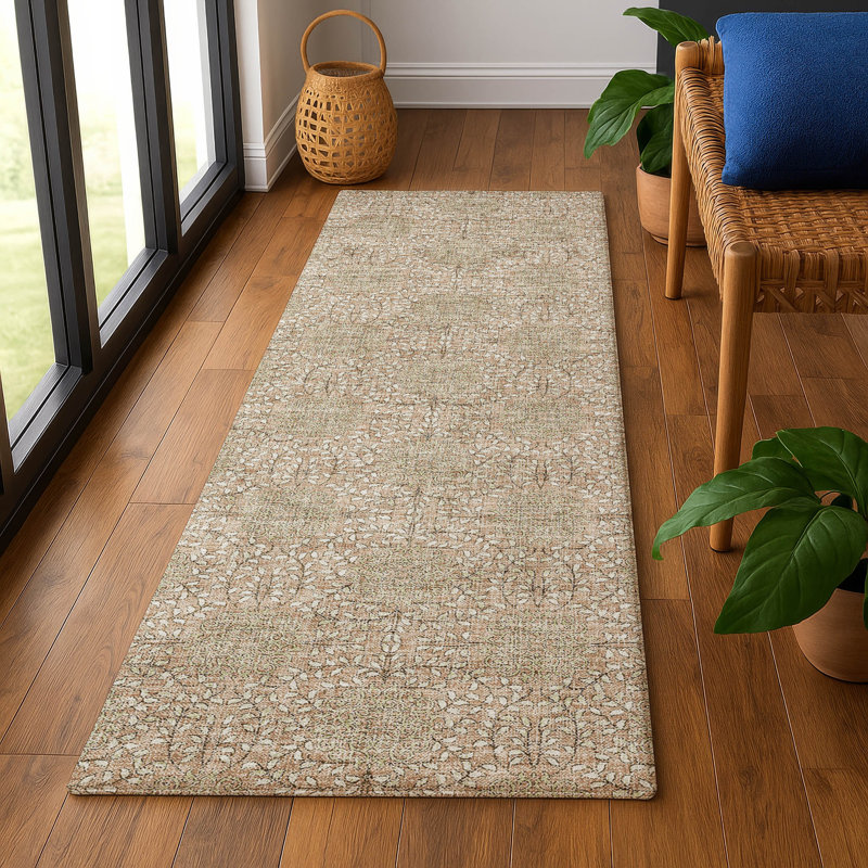 Premium Machine Washable Crestover AMF1856 Damask Rug, Runner 2'3" x 7'6"