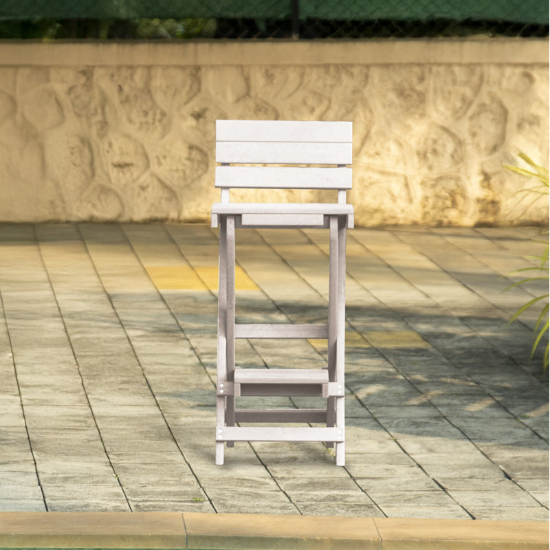 Key West Recycled HDPE Outdoor Folding Bar Stool, Ivory