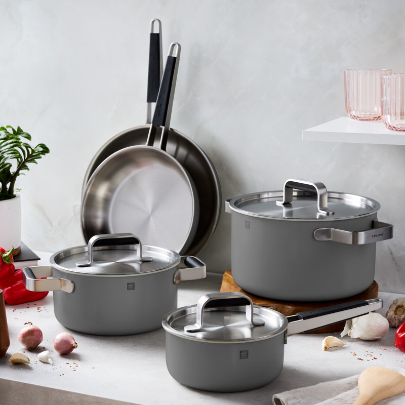 ZWILLING Pure 8-Pc Stainless Steel Cookware Set, Ivory, Gray