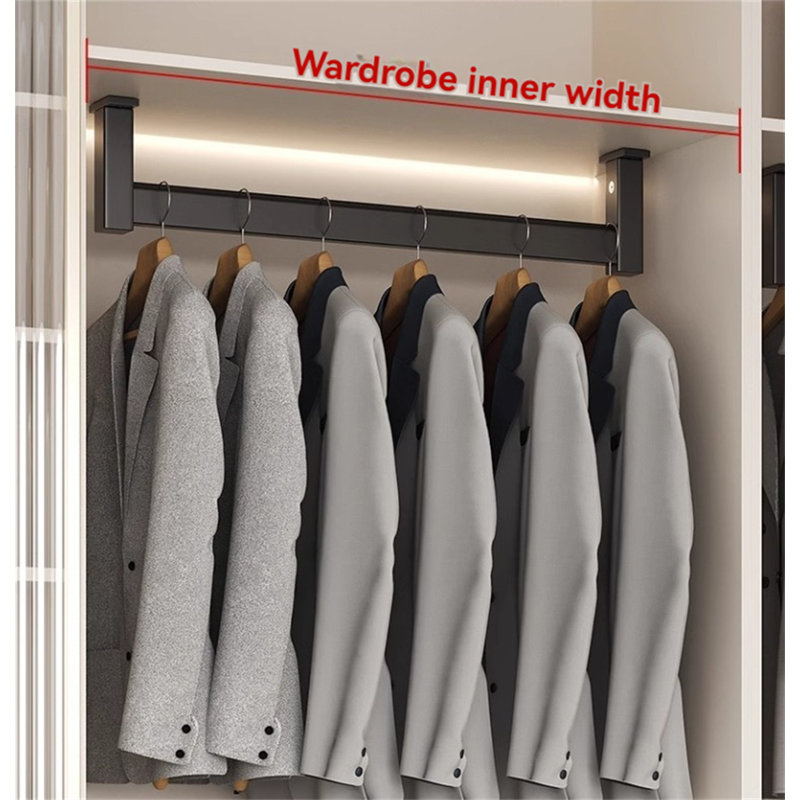 Porte-pantalons avec rails coulissants, H 3,46 po x l 2 po x P 11,81 po