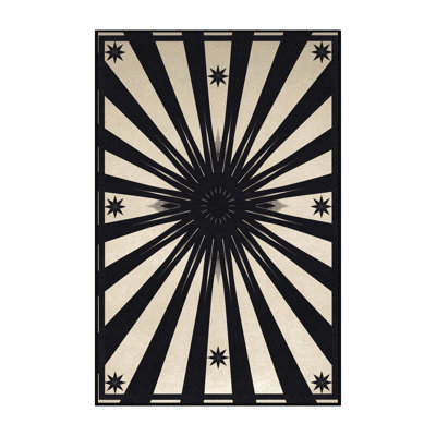 Machine Washable Carlstadt Posh & Luxe Starburst Rug in Grey – Black Binding