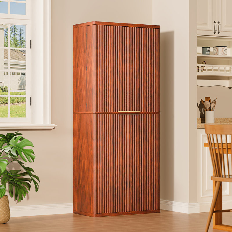 Garde-manger moderne en noyer, rangement en MDF spacieux pour la cuisine