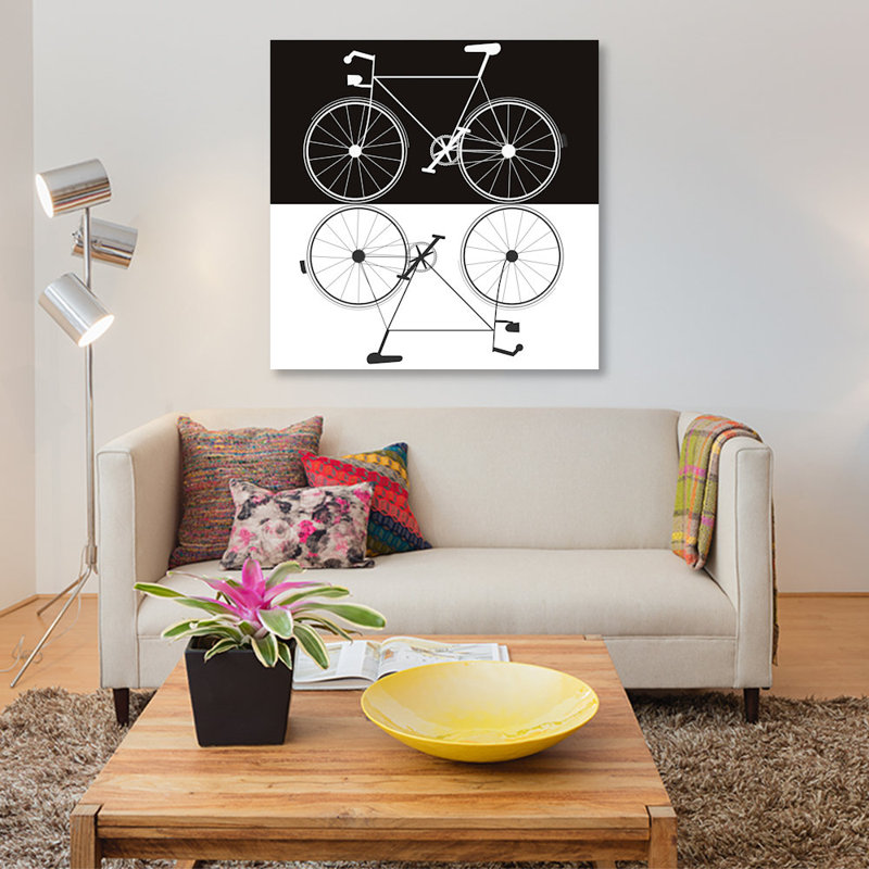 «Two Bikes», impression sur toile, H 12 po x l 12 po x P 0,75 po, Pas de tapis, Toile tendue