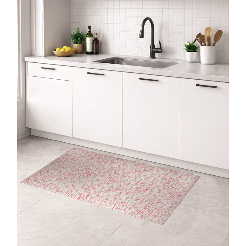 Tapis de cuisine Lash, Rectangle 4' x 6', Dusty Rose à carreaux