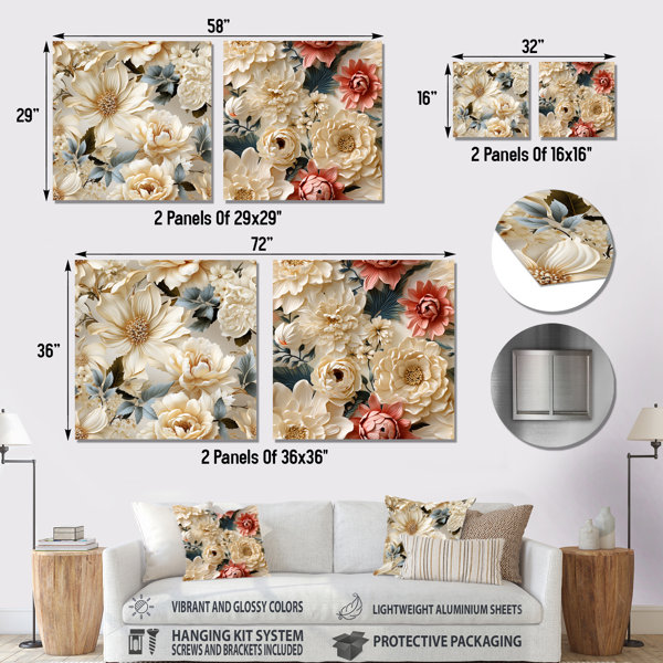 Lark Manor Fermont - Floral Metal Prints Square Set Of 2 - Wayfair Canada