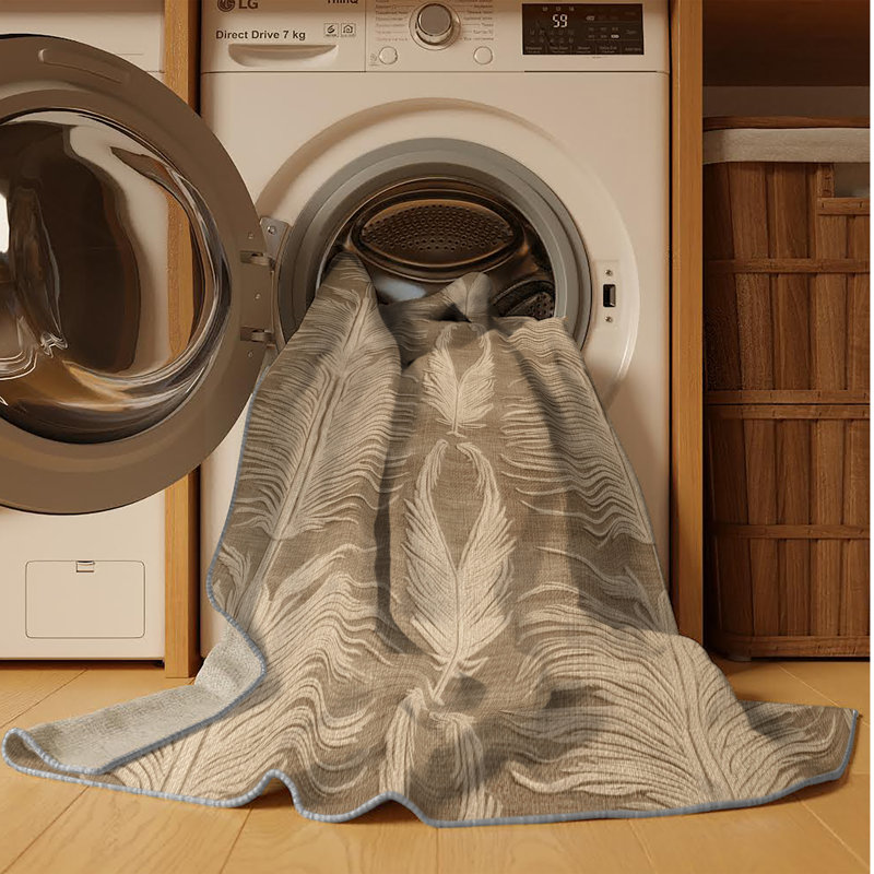 Tapis gris français lavable à la machine, Rectangle 7 pi x 10 pi