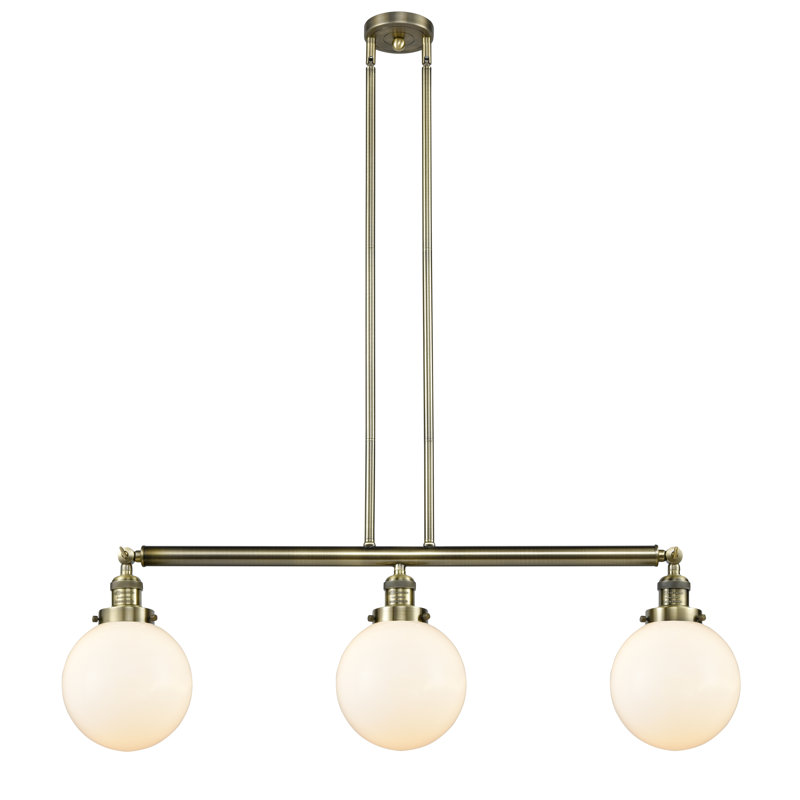 Clementina 3 - Light Kitchen Island Pendant, No Bulb Included, Clear, Antique Brass