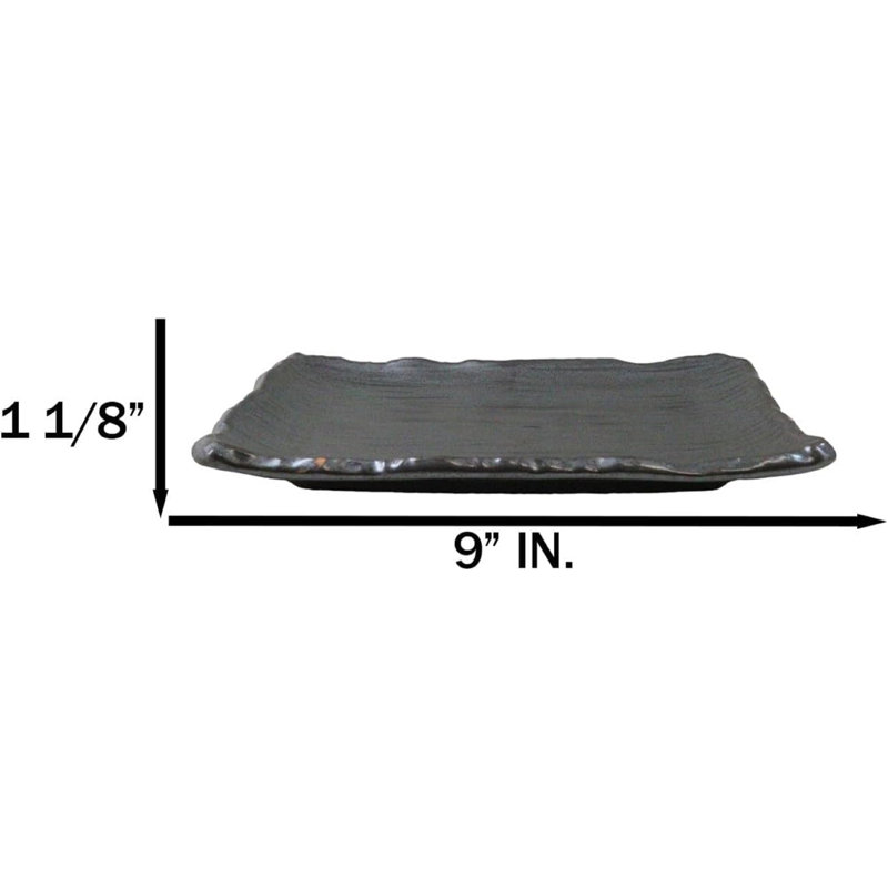 Paquet de 5 assiettes à sushi ondulées rectangulaires noires Tetsu Kesho