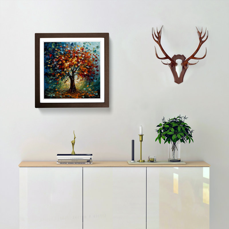 Tree Palette Knife Painting - Framed Print, Walnut
