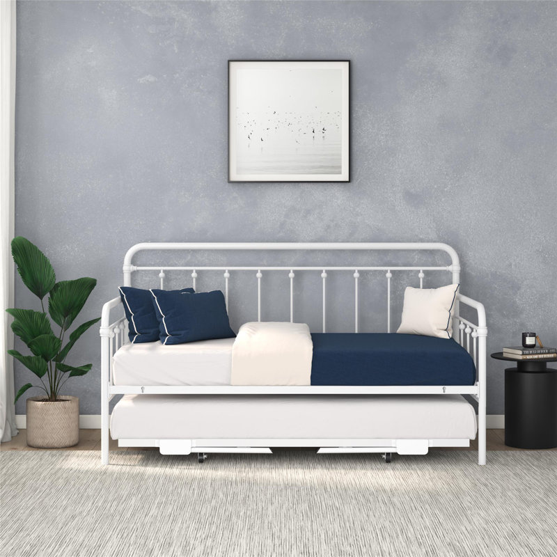 Beant Daybed with Pop Up Trundle, White, Twin