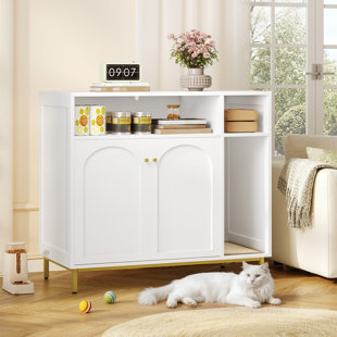 Cat Litter Box, Hidden Cat Litter Box Enclosure with Storage, Cats Cabinet with Scratch Pad