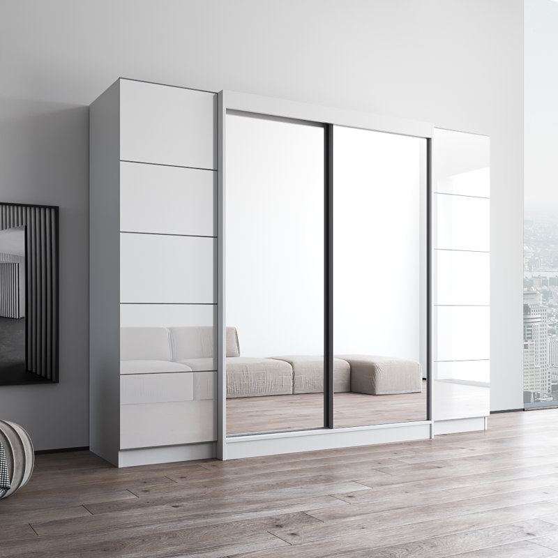 Armoire 102,4 "avec 2 miroirs Aria, H 79 po x l 102 po x P 26 po, Blanc