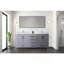 Meuble-lavabo double gris foncé de 72 po X P 22 po D, avec plateau en marbre de Carrare