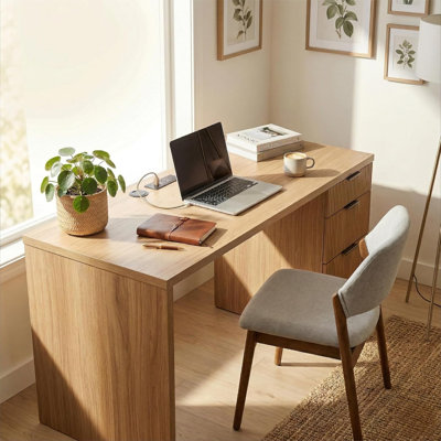 Haven Executive Desk with Built-In Electrical Outlet