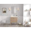 Meuble-lavabo sur pied moderne Sera de 76 cm (30 po) en chêne clair, de marque Tennant, avec lavabo simple et comptoir en quartz blanc, entièrement assemblé.
