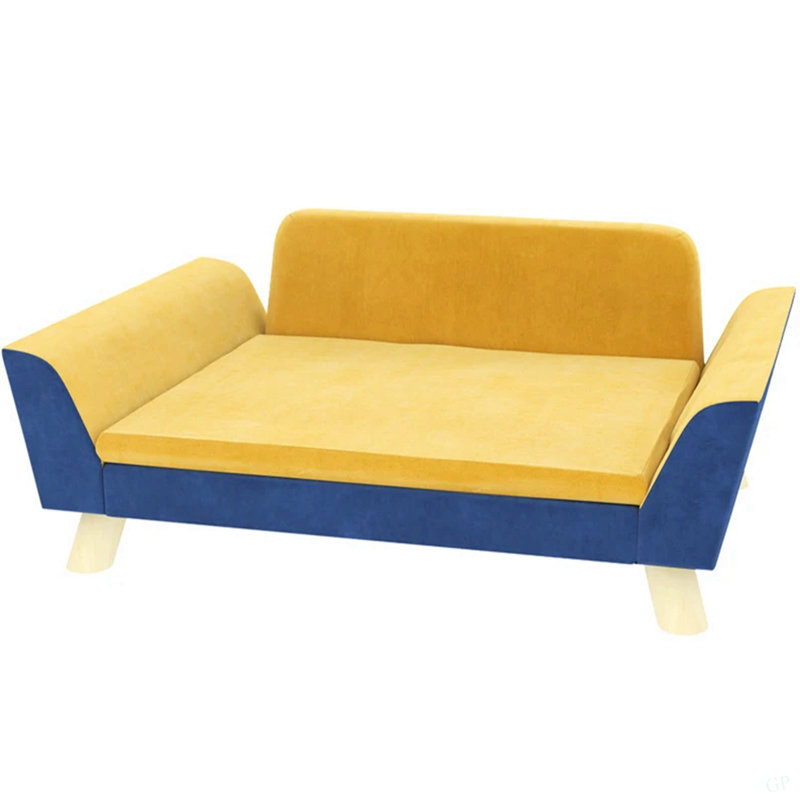 Canapé-lit pour chien avec coussin moelleux, housse lavable, orange