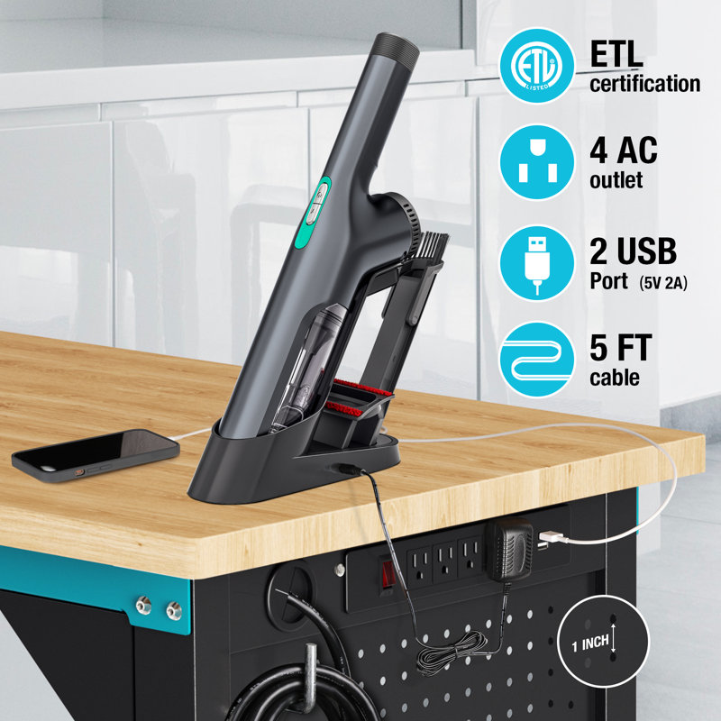 DURATECH 72” Adjustable Workbench, Heavy-Duty Rubber Wooden Top Worktable With A Drawer, 6Ft Workstation With Power Strip, Peg Board, 2000 LBS Load Capacity, For Workshop, Garage, Office, Home