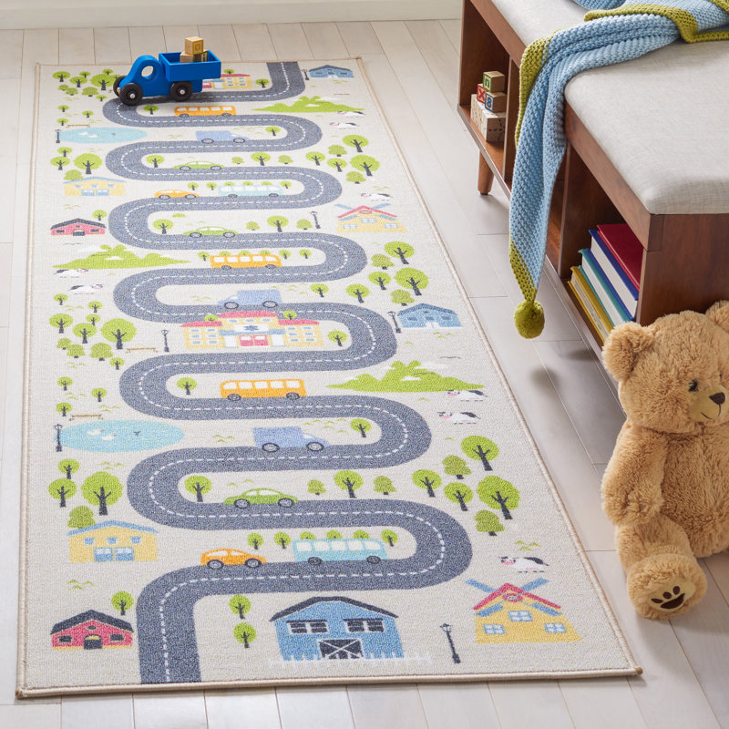 Tapis beige / vert Myatt, Tapis de couloir 2 pi 2 po x 6 pi