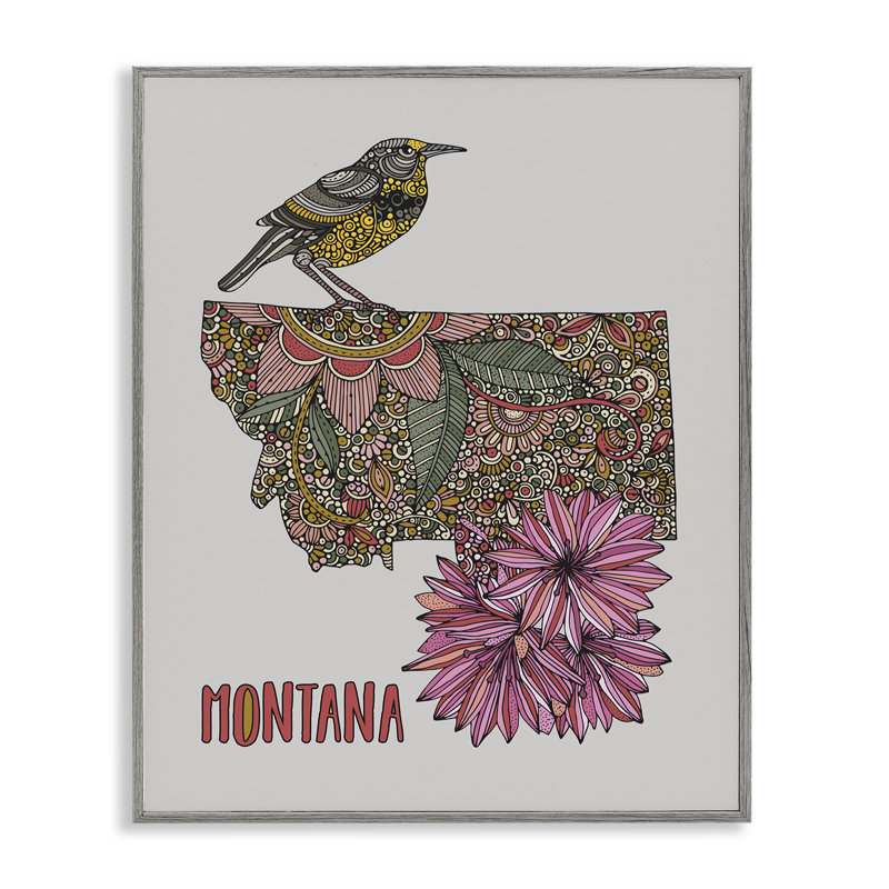 Art floral de l'État du Montana, estampe numérique par Valentina Harper, Estampe numérique Farmhouse, H 20 po x l 16 po