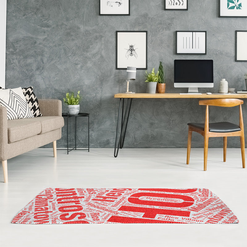 Tapis de à tissage plat de la surface rouge rand cites barhood districts, Rectangle 5 pi x 7 pi