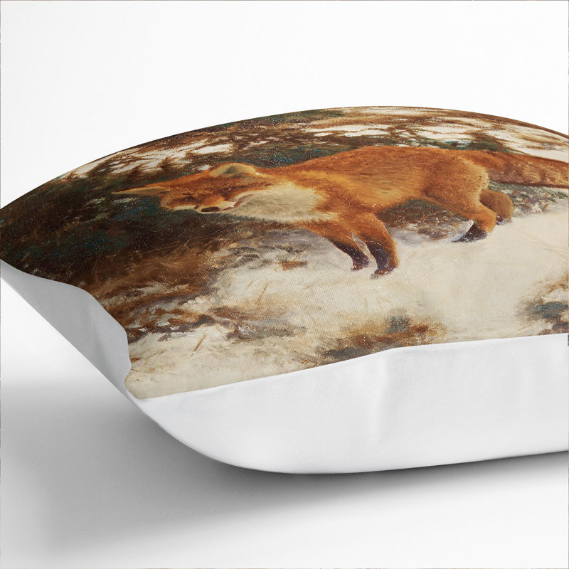 Fox in the Snow Vol.9 Scatter Cushion, White, 40cm H x 40cm W x 15cm D