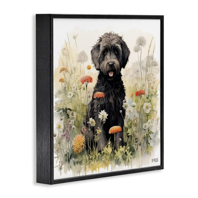 Black Terrier in Meadow Giclee Art by Roozbeh Bahramali
